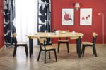 Stół rozkładany SORBUS 100x100 - 200 cm dąb naturalny / czarny MDF do jadalni - obrazek 11