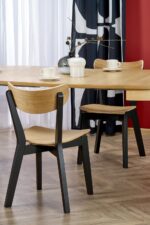 Stół rozkładany SORBUS 100x100 - 200 cm dąb naturalny / czarny MDF do jadalni - obrazek 12
