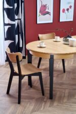 Stół rozkładany SORBUS 100x100 - 200 cm dąb naturalny / czarny MDF do jadalni - obrazek 14