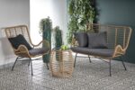 Sofa IKARO XL rattan syntetyczny naturalny / popielaty zestaw 2 szt do salonu - obrazek 3
