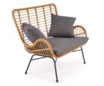 Sofa IKARO XL rattan syntetyczny naturalny / popielaty zestaw 2 szt do salonu - obrazek 11