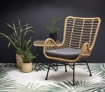 Fotel wypoczynkowy IKARO rattan syntetyczny naturalny / popielaty zestaw 4 szt do salonu - obrazek 6