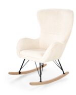 Fotel bujany LIBERTO 2 bujany bouclé kremowy / czarny / naturalny do salonu - obrazek 2