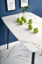 Stół MARCO MDF biały marmur / czarny do jadalni - obrazek 3