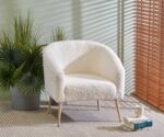 Fotel wypoczynkowy GRIFON 2 bouclé kremowy / naturalny do salonu