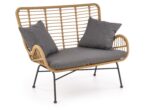 Sofa IKARO XL rattan syntetyczny naturalny / popielaty zestaw 2 szt do salonu