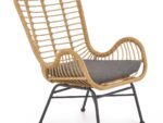 Fotel wypoczynkowy IKARO rattan syntetyczny naturalny / popielaty zestaw 4 szt do salonu