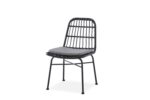 Krzesło K401 rattan syntetyczny czarny / popielaty do jadalni