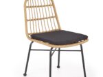 Krzesło K401 rattan syntetyczny naturalny / czarny do jadalni