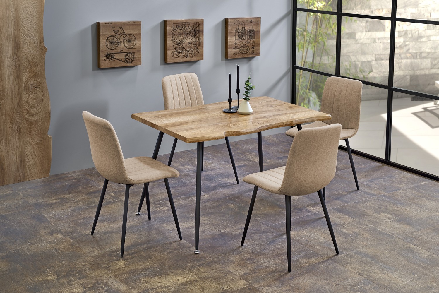 product-1868-1.jpg Stół LARSON MDF dąb naturalny / czarny do jadalni - obrazek 1