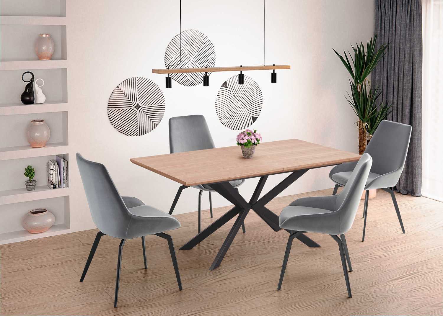 product-1872-1.jpg Stół rozkładany LEGARTO rozkładany MDF dąb naturalny / czarny do jadalni - obrazek 1