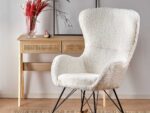 Fotel bujany LIBERTO 2 bujany bouclé kremowy / czarny / naturalny do salonu