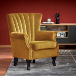 Fotel TITAN 73 cm musztardowy velvet do wnętrza