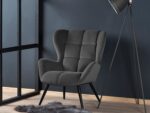 Fotel wypoczynkowy TYRION 75 cm popielaty velvet do salonu