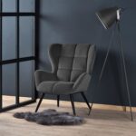 Fotel wypoczynkowy TYRION 75 cm popielaty velvet do salonu