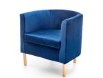 Fotel wypoczynkowy CLUBBY 2 66 cm granatowy / naturalny velvet do salonu