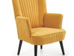 Fotel wypoczynkowy DELGADO 75 cm musztardowy velvet do salonu
