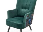 Fotel wypoczynkowy PAGONI 67 cm ciemny zielony / czarny velvet do salonu