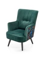 Fotel wypoczynkowy PAGONI 67 cm ciemny zielony / czarny velvet do salonu