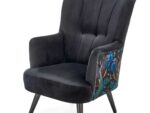 Fotel wypoczynkowy PAGONI 67 cm czarny velvet do salonu