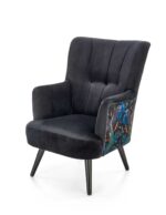 Fotel wypoczynkowy PAGONI 67 cm czarny velvet do salonu