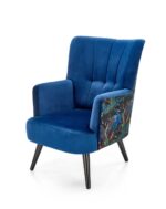 Fotel wypoczynkowy PAGONI 67 cm granatowy / czarny velvet do salonu
