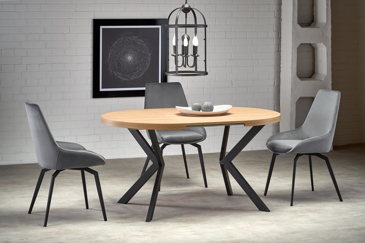 product-3173-1.jpg Stół rozkładany PERONI 100x100 - 250 cm dąb złoty / czarny do jadalni - obrazek 1