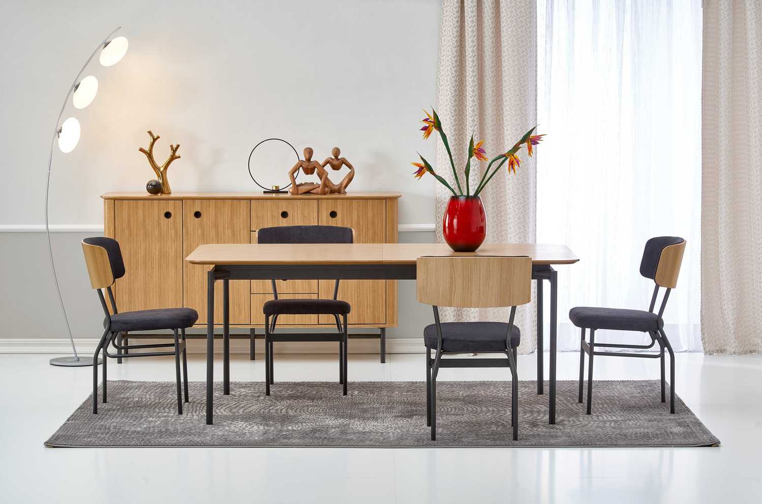 product-3238-1.jpg Stół rozkładany SMART 100x170 - 250 cm dąb naturalny / czarny do jadalni - obrazek 1