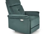 Fotel rozkładany SEMIR z USB 80 cm ciemny zielony / zielony velvet do salonu