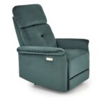 Fotel rozkładany SEMIR z USB 80 cm ciemny zielony / zielony velvet do salonu