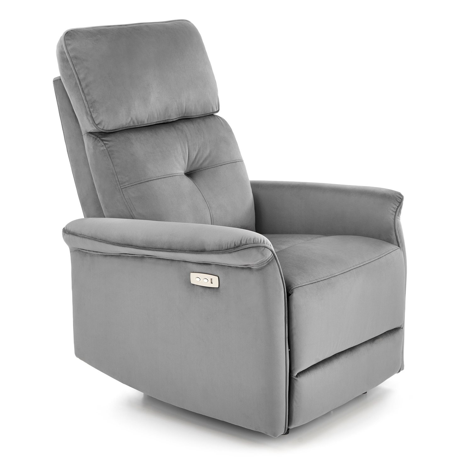 product-3747-1.jpg Fotel rozkładany SEMIR z USB 80 cm popielaty velvet do salonu - obrazek 1