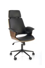 Fotel gabinetowy WEBER 65 cm orzechowy / czarny do biura i gabinetu