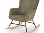 Fotel bujany BELMIRO 72 cm oliwkowy z funkcją bujania do salonu