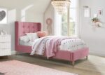 Łóżko tapicerowane ESTELLA 90 cm 90x200 cm różowy velvet do sypialni