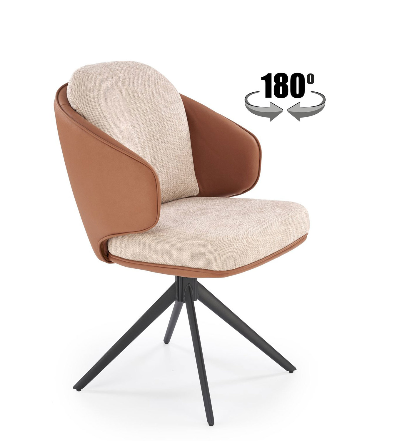 product-5240-1.jpg Krzesło K554 obrotowe 180 stopni eco skóra brązowy / beżowy do jadalni - obrazek 1
