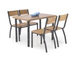 Zestaw stół i krzesła MILTON MDF + 4 krzesła / naturalny / czarny do kuchni i jadalni