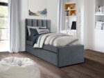Łóżko pojedyncze RUSSO 90 cm z wysuwanym materacem 90x200 cm popielaty velvet do sypialni