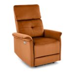 Fotel rozkładany SEMIR z USB 80 cm cynamonowy velvet do salonu