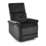 Fotel rozkładany SEMIR z USB 80 cm czarny velvet do salonu