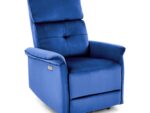Fotel rozkładany SEMIR z USB 80 cm granatowy velvet do salonu