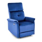 Fotel rozkładany SEMIR z USB 80 cm granatowy velvet do salonu