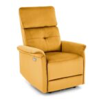 Fotel rozkładany SEMIR z USB 80 cm musztardowy velvet do salonu