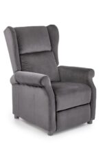 Fotel rozkładany AGUSTIN 2 75 cm popielaty velvet BLUVEL z funkcją relax