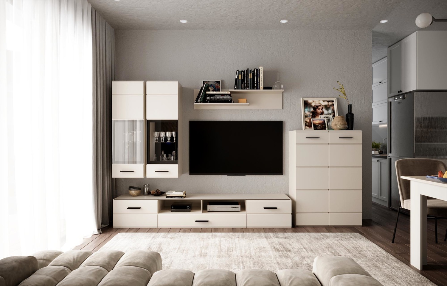 product-6034-1.jpg Szafka RTV VALETTA zestaw 280 cm kaszmir do salonu - obrazek 1