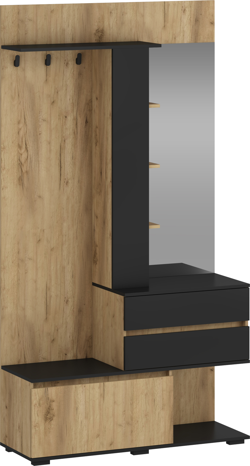product-6176-1.jpg Zestaw do przedpokoju BAFRA 120 cm dąb złoty / czarny do przedpokoju - obrazek 1