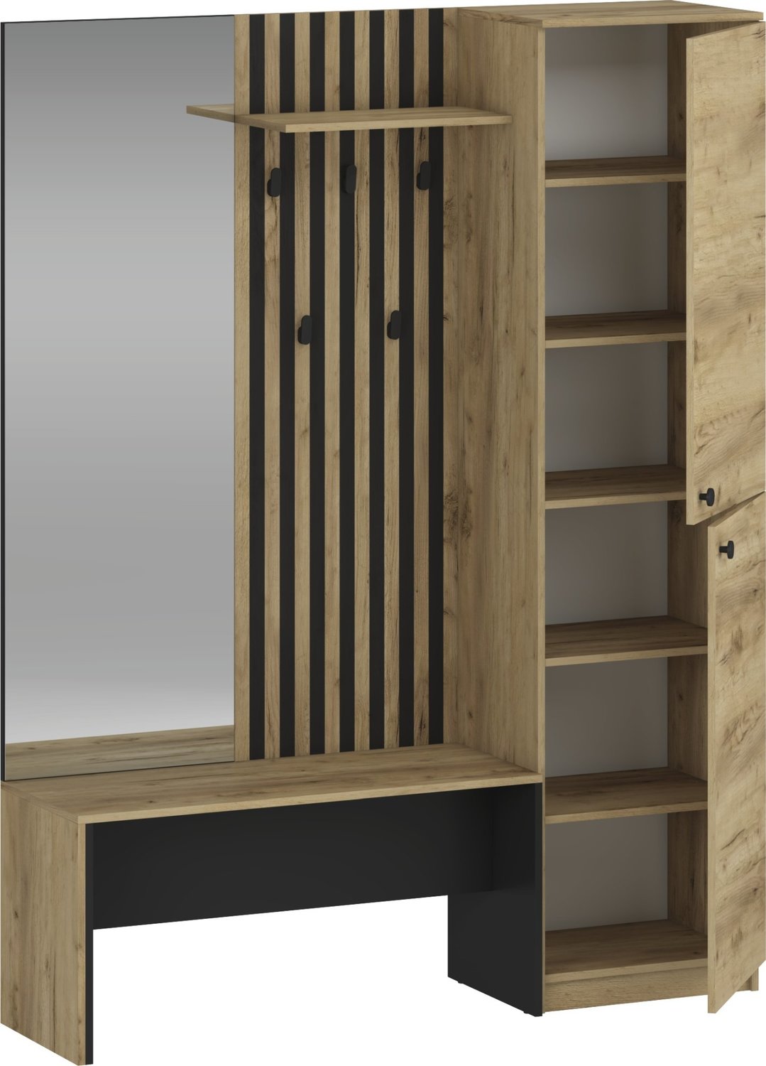product-6178-1.jpg Zestaw do przedpokoju ZARIS 150 cm dąb złoty / czarny do przedpokoju - obrazek 1
