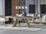 Stół rozkładany ARMANI 90x165 - 241 cm trawertyn / kaszmir do jadalni