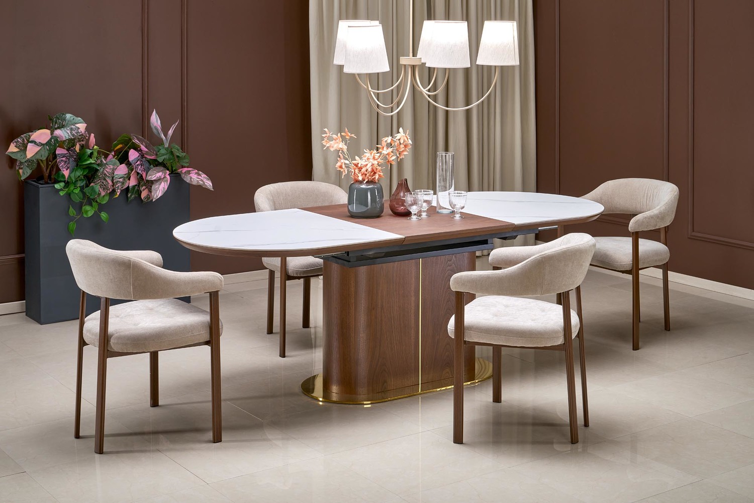 product-6189-1.jpg Stół rozkładany GIBSON 90x160 - 220 cm orzechowy / orzech / biały MDF do jadalni - obrazek 1