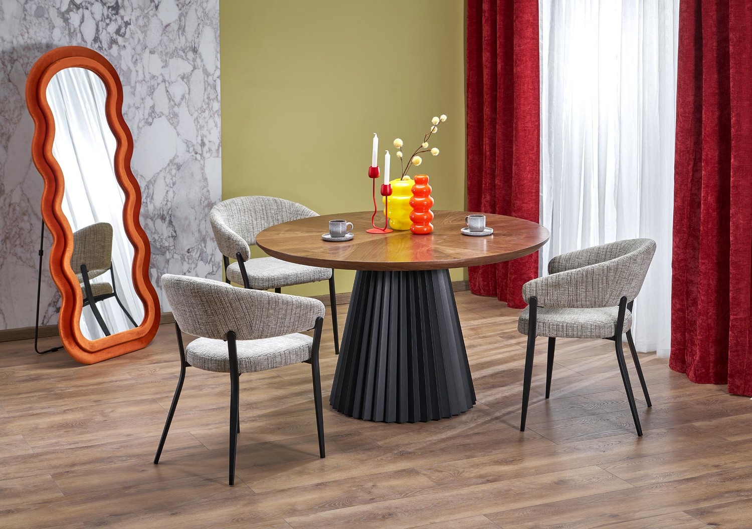 product-6190-1.jpg Stół HEVELIUS 130x130 cm orzechowy / czarny MDF do jadalni - obrazek 1