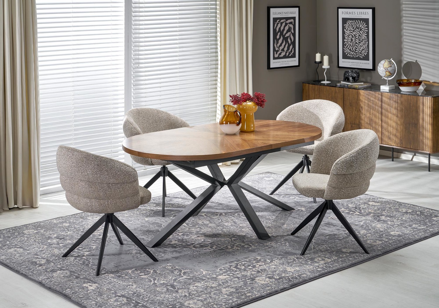 product-6193-1.jpg Stół rozkładany JASON 100x180 - 300 cm orzechowy / czarny MDF do jadalni - obrazek 1